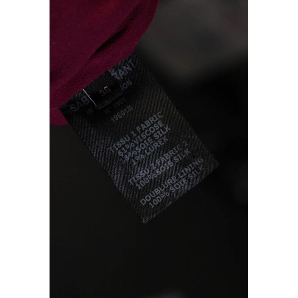 Isabel Marant Metallic Satin Ruffled V-Neck A-Line Maxi Dress Raspberry Size 36 - Picture 5 of 6